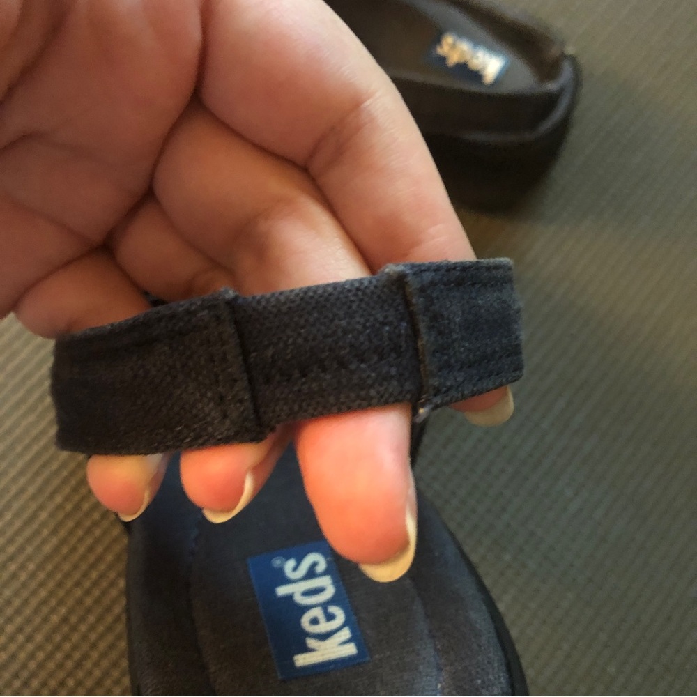 Vintage Keds Navy Blue Fabric Slingback Wedge Sandals - Picture 4 of 8